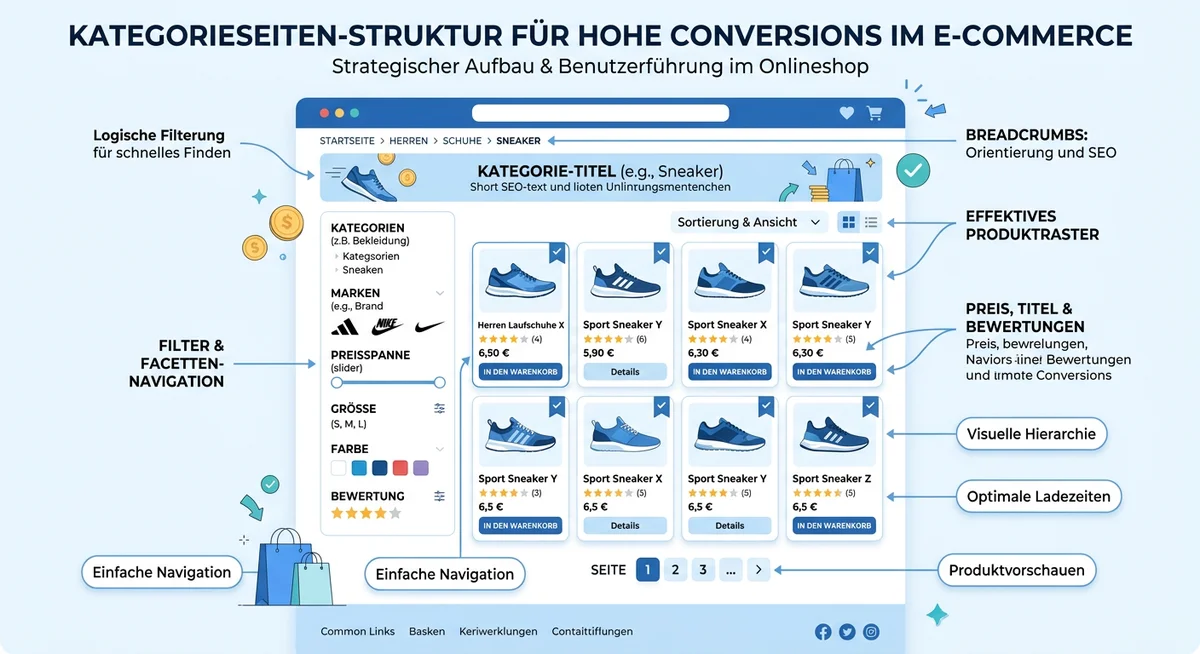 Kategorieseiten Onlineshop — Navigationsstruktur für mehr Conversions