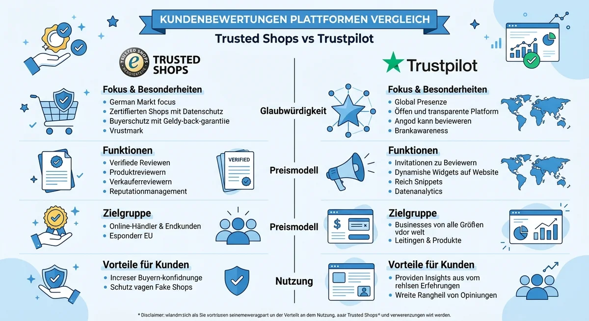Kundenbewertungen Plattformen Vergleich — Trusted Shops vs Trustpilot