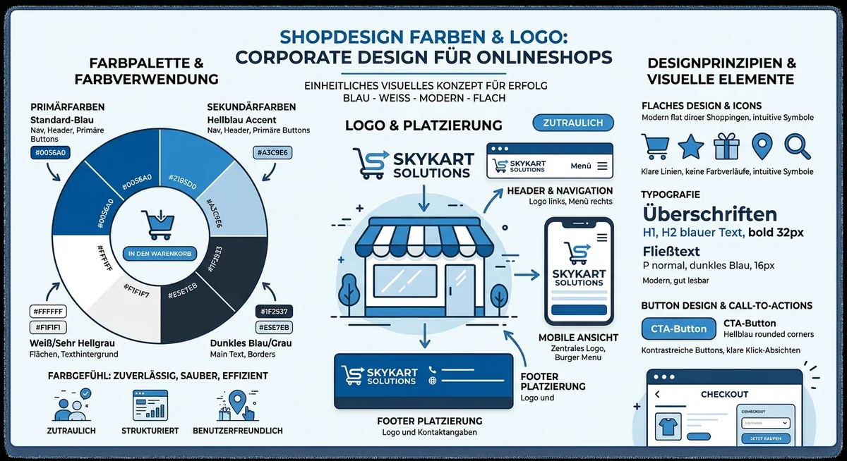Shopdesign Farben Logo Infografik Shopdesign — Farben, Logo und Corporate Design für Onlineshops