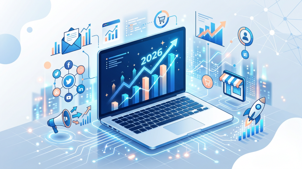 Onlineshop Marketing 2026: Strategien und Tipps fuer mehr Umsatz