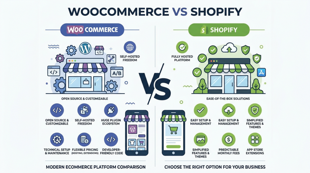 WooCommerce vs Shopify 2026 - Shopsystem Vergleich