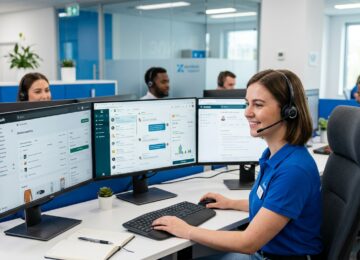 Kundenservice Onlineshop 2026 - Mitarbeiter am modernen Arbeitsplatz