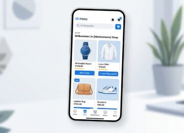 Facebook Shop erstellen 2026: Smartphone mit Facebook Shopping Interface und Produktkarten