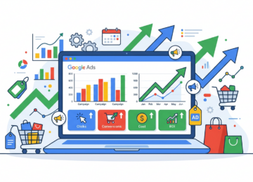 Google Ads Dashboard für Onlineshops mit Kampagnen-Metriken und Shopping-Anzeigen