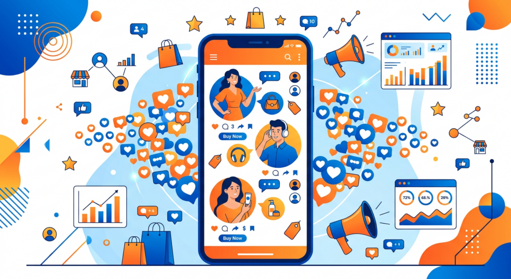 Influencer Marketing Onlineshop 2026 - Smartphone Social Media Feed