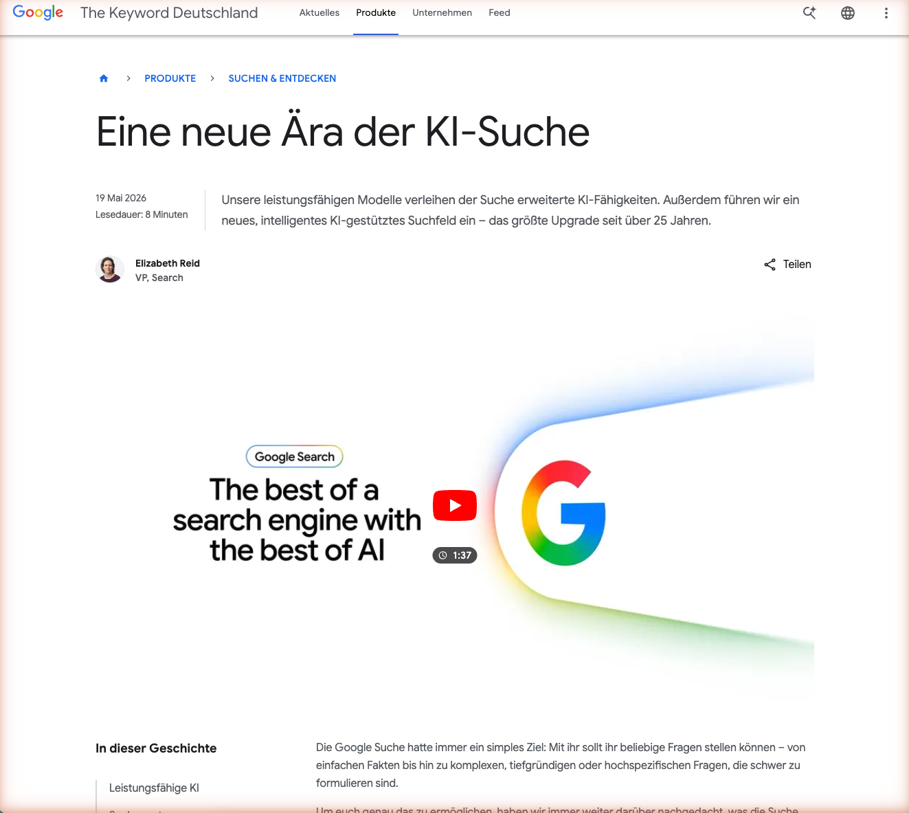 Offizielle Ankündigung von Google zur I/O 2026: das größte Upgrade des Suchfelds seit über 25 Jahren